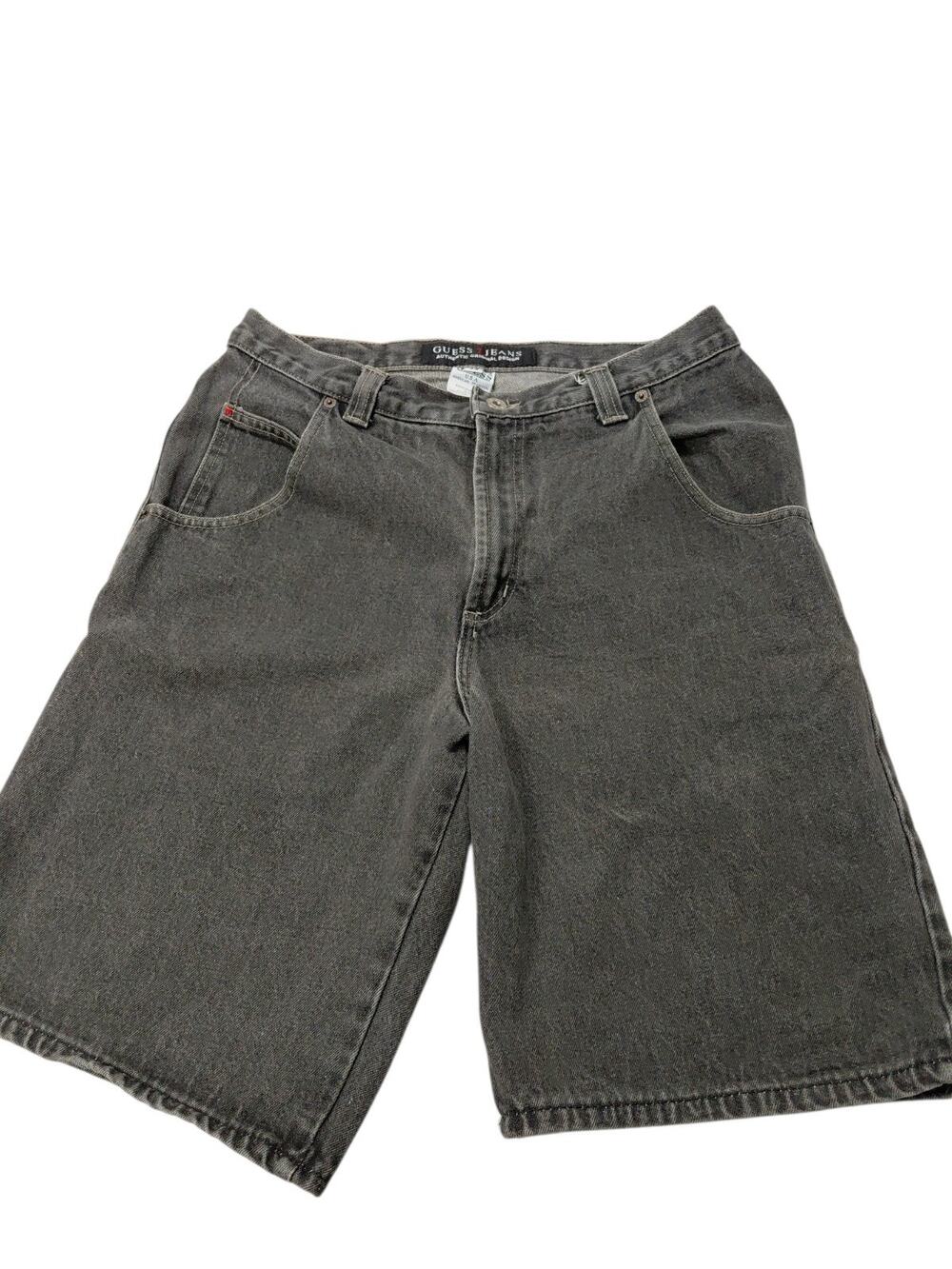 GUESS Men's Jean Shorts Size 33 Vintage 90s Hip Hop Skater Baggy Y2K Black